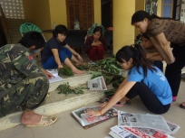 Pressing plants at Me Linh Biodiversity Station, Vietnam, 2014